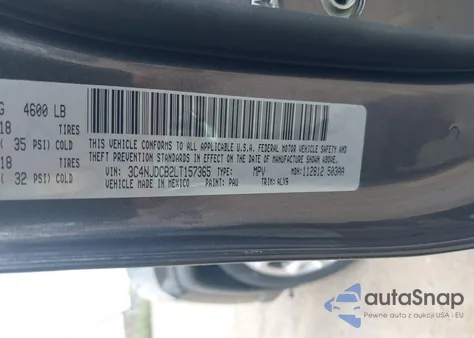 2020 Jeep Compass Limited 4X4 z USA, uszkodzony, nr VIN 3C4NJDCB2LT157365